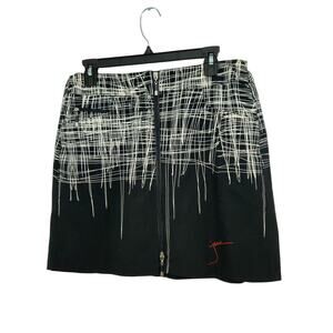 Jamie Sadock Women Strings Golf Skort Size 8 M Two-Way Zip Cooltrex Black/White